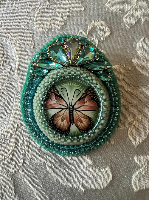Aqua Butterfly Brooch